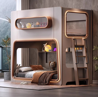 Nouveau modèle 2025, Meilleure vente : Lit mezzanine moderne en MDF avec bureau intégré pour tout-petits, lit superposé simple pour enfants, retour facile pour chambre à coucher
