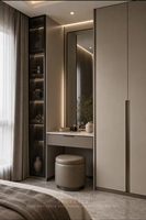Meubles de chambre à coucher autoportants en panneaux de particules MDF sur mesure, design moderne, armoires, placards, rangements pour vêtements, dressing