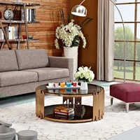 Ensemble table basse, meubles de maison, salon, acier inoxydable doré, top en verre, table basse d'hôtel, nouveau modèle, livraison gratuite