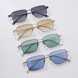 Men Women Metal <b>Sunglasses</b> Thin Wire <b>Frame</b> Gradient Color Lens UV400 Protection Fashion Sun Glasses Custom Logo - Product Image 2