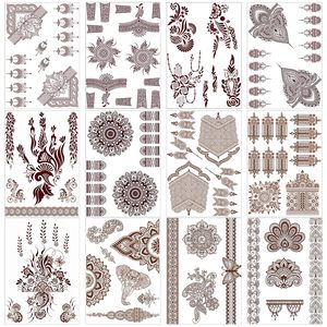 Tatouages temporaires au henné pour adultes autocollants de tatouage au henné imperméables pour les mains <span class=keywords><strong>dentelle</strong></span> <span class=keywords><strong>Mandala</strong></span> fleur motif Art corporel grand - Product Image 1