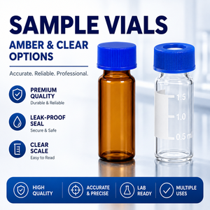 Viales de Vidrio de 2 ml para Autosampler HPLC, Transparentes y Ámbar, para Almacenamiento de Muestras de Laboratorio, con Tapa de Rosca, Marca OEM CIDA, 100 Unidades/Caja para Laboratorio - Product Image 1