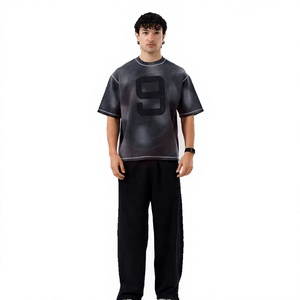 Camiseta Urbana de Moda Casual para Hombre, Premium, Oversize, de Algodón Grueso, con Estampado Gráfico y Hombros Caídos - Product Image 1