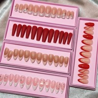 Emballage personnalisé, haute qualité, 10 pièces/paquet, ongles pressés, ongles artificiels de luxe, ongles en amande, faux ongles en diamant, ensemble d'ongles 3D