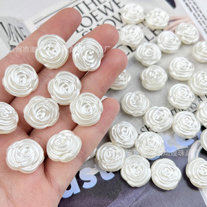 Acrylic Rose <b>Beads</b> Off White Double Sided Flower Shape For Bracelet Making DIY Jewelry Components - Product Image 1