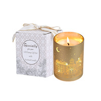 Moderne Stadt-Skyline Mond-Stern Handgemachte Sojawachs-Aromatherapie-Kerze LED-Anzeigebildschirm Ausgehöhltes Schattendesign Wohndekor Geschenke