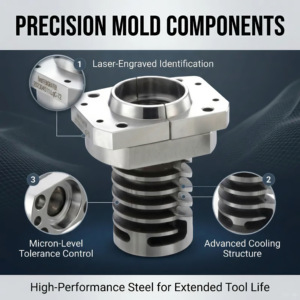 Precision Manufactured S136 Steel <strong>Core</strong> <strong>Cavity</strong> Inserts 0.01mm Tolerance Mirror Polished Surface Wear Resistant for Bottle Mould - Product Image 2