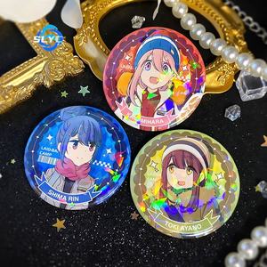 <span class=keywords><strong>Yuru</strong></span> Camp Anime Verre Laser Badge Nadeshiko Kagamihara Rin Shima Marchandise De Style Japonais - Product Image 1
