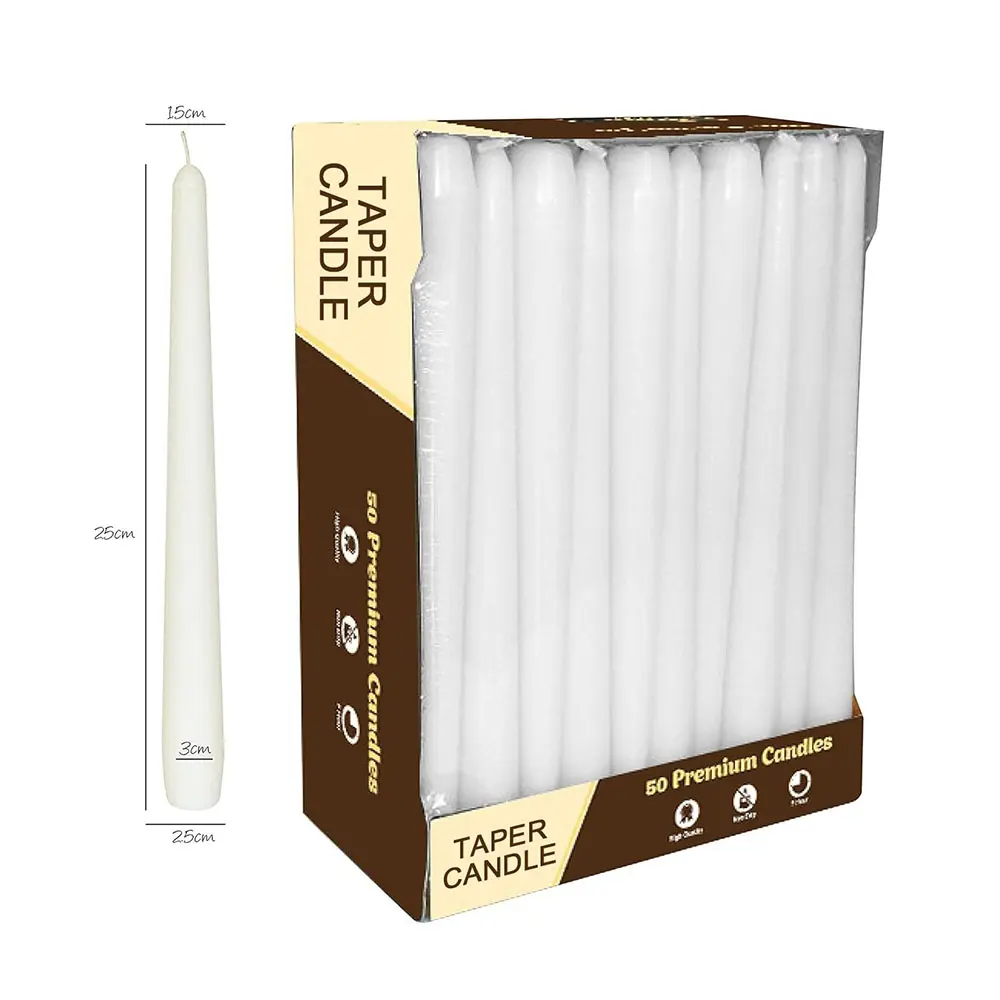 Venta al por mayor velas cónicas sin humo velas cónicas blancas sin goteo