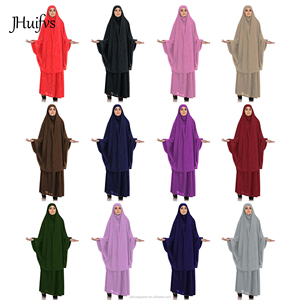 2020 Latest Design Solid Color Stretchy Two Piece Muslim <strong>Prayer</strong> Abaya Dress Long Hijab Islamic <strong>Clothes</strong> - Product Image 6