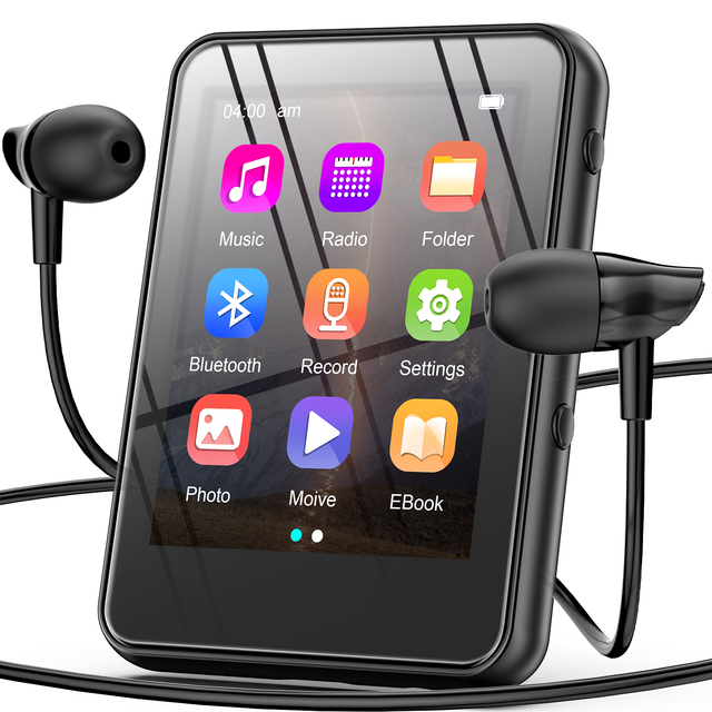 Bluetooth MP3 Player with 2.4'' Full Touch Screen, Built-in Speaker, Compact Music Player for Kids & Students, Ideal for Sports