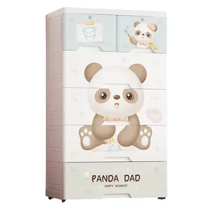 Adorabili cassetti portaoggetti multistrato con stampa Panda per bambini simpatici giocattoli multifunzionali e vestiti organizzatore di cassetti in plastica - Product Image 1
