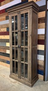 Estantería antigua con puerta de vidrio, armario rústico de almacenamiento de madera reciclada, estantes de pie - Product Image 3