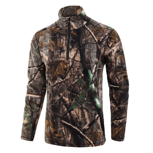 Camiseta Térmica Táctica de Forro Polar HBU816, Color Negro y Verde Camuflaje, para Invierno - Product Image 2