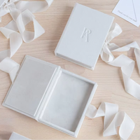 Boîte en velours magnétique rigide en papier pliable avec logo en relief personnalisé pour l'emballage des petites entreprises, boîtes cadeaux en daim
