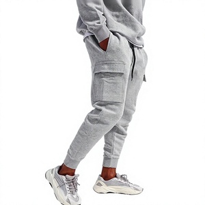 Men's Gray Canvas Cotton Joggers Premium Regular Fit Mid Waist Drawstring Casual Pockets Windproof Lightweight All Seasons - Product Image 1