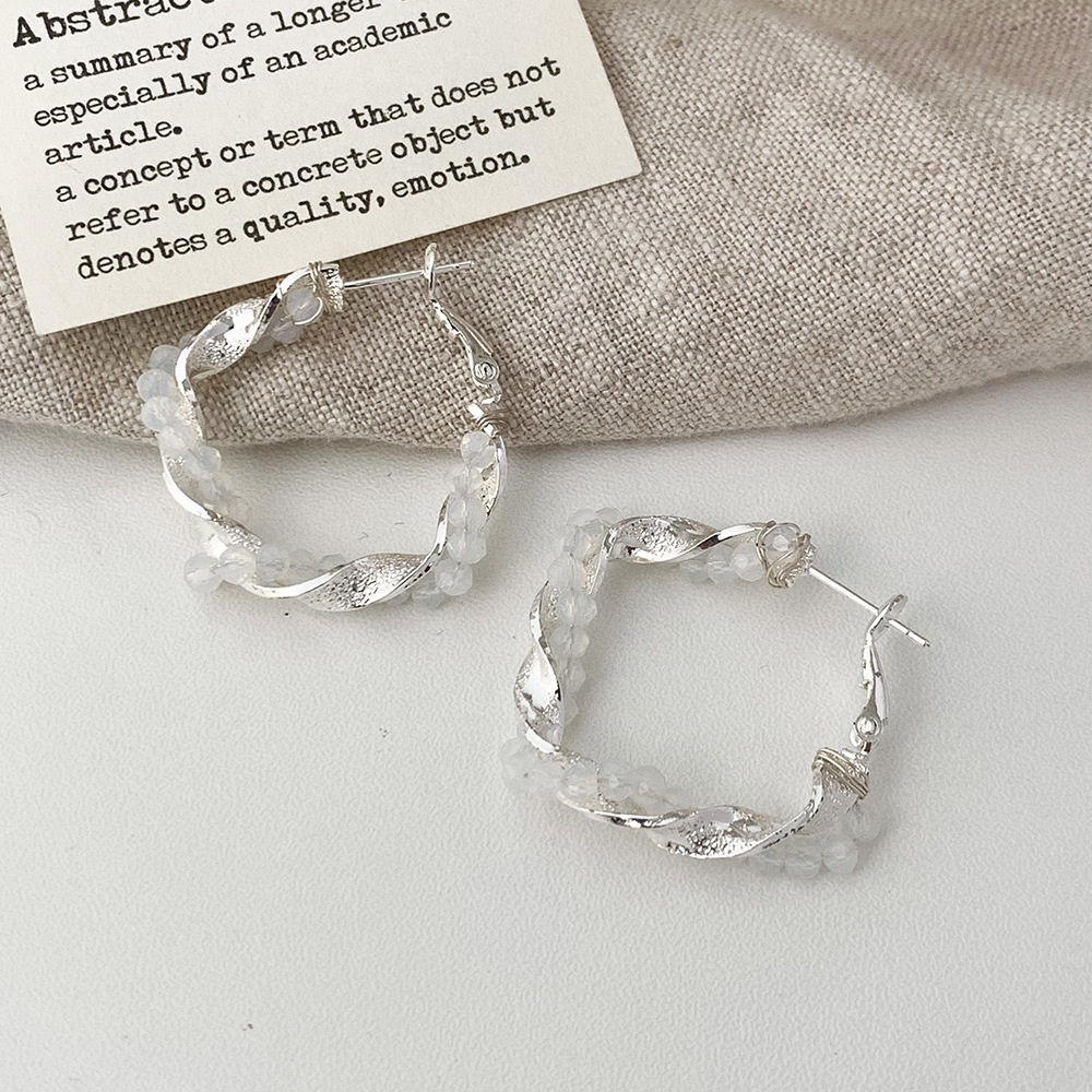 A-443-White Crystal Earrings