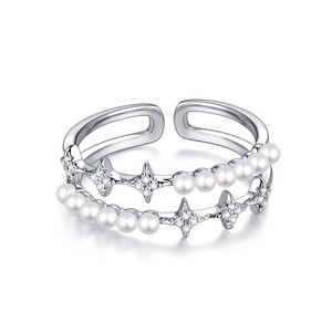 RFJEWEL 2026 Nouvelle bague en laiton plaqué argent avec perle/zircon cubique, bijoux <span class=keywords><strong>de</strong></span> mode <span class=keywords><strong>de</strong></span> haute qualité pour femmes - Product Image 3