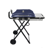 Barbecue à gaz pliable portable pour fêtes en plein air, très vendu, avec revêtement antiadhésif, thermomètre intégré, cadre en alliage d'aluminium