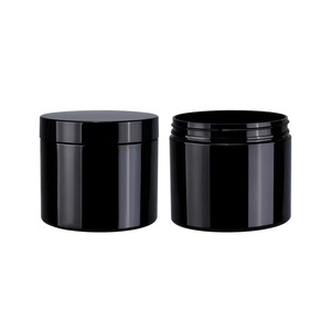 Custom Round 400ml 500ml Black Plastic Jars PET Container for Food Protein powder Cans Travel Plastic PET Bottle Storage Jars