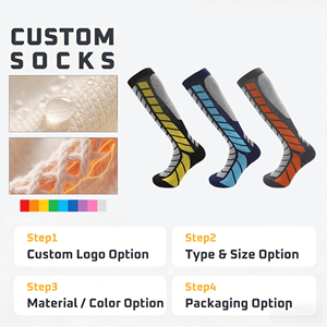 Chaussettes de ski professionnelles en <span class=keywords><strong>laine</strong></span> épaisse tricotée sur mesure pour adulte, montantes, chaudes, avec revers en tissu éponge, pour le sport, vente en gros - Product Image 1