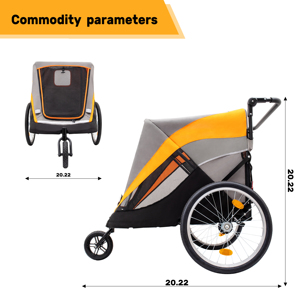 Qrange Customizable Foldable Dog Trailer for Outdoor Pets Reflective 2-<b>Wheel</b> <b>Bicycle</b> Trailer with Safety Flag Platform Structure - Product Image 2