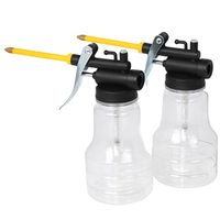 Pistolet à huile de lubrification pour pompe à pistolet bouteille transparente avec bec droit et flexible