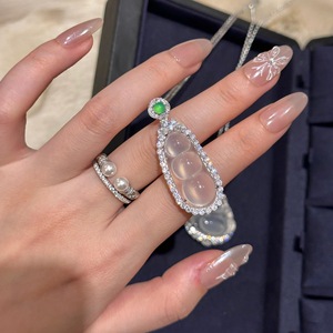 Nouveau Collier Pendentif Gourd en Jade Bleu Pur Argent S925 Wenchi Chinois, Matériau Naturel Transparent Effet Glace - Product Image 4