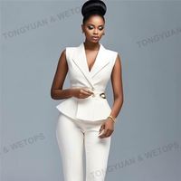 Robes de grande taille sans manches costumes de bureau pour femmes costume d'affaires 2 pièces ensemble formel pour femmes africaines costumes d'église de grande taille pour femmes