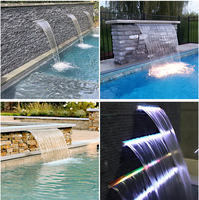 Cascade solaire pour piscine OS-88, cascade de jardin, fontaine à eau, rideau d'eau, fontaine artificielle avec lumière LED pour la décoration
