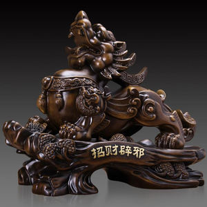 Cinese <span class=keywords><strong>di</strong></span> Grandi Dimensioni in <span class=keywords><strong>legno</strong></span> <span class=keywords><strong>di</strong></span> colore del grano Scultura Pixiu Statua - Product Image 2