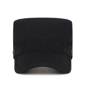 <b>Flat</b> Cap Cotton Quick Dry Adjustable Brim Outdoor Sports <b>Hat</b> For Men Black - Product Image 1