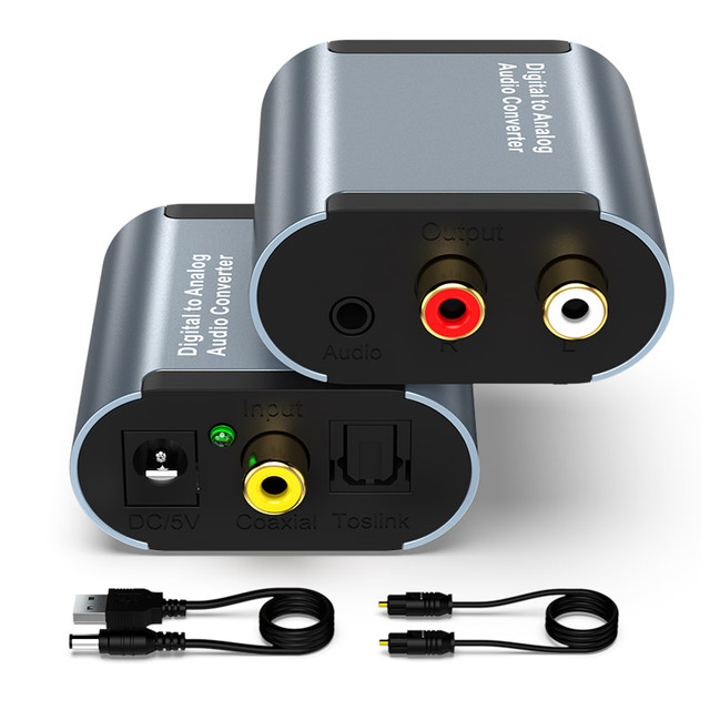 Digital to Analog Audio Converter, Optical Toslink Coaxial to RCA L/R & 3.5mm Headphone Jack DAC Audio Adapter