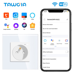 Chống Scratch Glass Khung nhà thông minh điện tường ổ cắm tiêu chuẩn Pháp phong cách Châu Âu cắm <span class=keywords><strong>Wifi</strong></span> tuya Ổ cắm ổ cắm thông minh 16A - Product Image 5