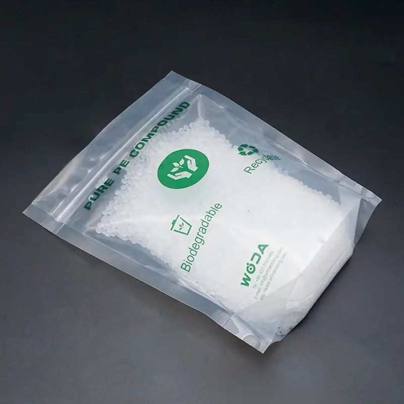 Saco plástico reciclável de plástico biodegradável de plástico reciclável transparente de qualidade alimentar PE/PE impresso personalizado