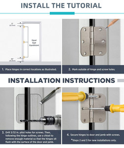 Современные сверхпрочные стыковые петли из нержавеющей стали, бесшумные плоские складные дверные петли, мебельные шкафы, тихие прочные 180 толщиной 5 мм - Product Image 6