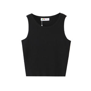 Runqi N8126 Gilet en tricot noir pour femme, couleur unie, en coton, grande taille pour femmes courbes - Product Image 2