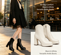 Bottes Dr à plateforme blanches imperméables de style français et européen, couleur unie, bout carré, nouvelle collection automne/hiver 2026