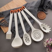 Set Peralatan Masak Silikon Anti Lengket 7 Buah dengan Sendok Berlubang dan Wadah Penyimpanan Dapur