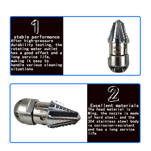 Buse de jet d'eau haute pression 50-40 mm 1800 psi en acier inoxydable réglable pour le nettoyage des canalisations et des égouts - Product Image 1
