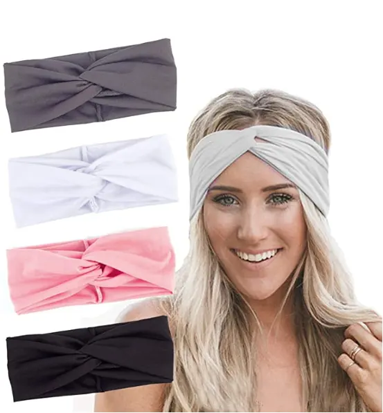 Turban Headbands for Women Twisted Boho Headwrap Yoga Workout Sport Thick Head Bands