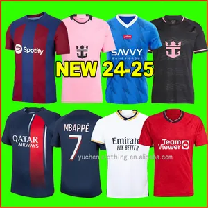 24/25 Novo modelo de camisa de futebol de nível masculino de qualidade tailandesa, camisa de futebol Neymar em estoque, equipe Mbappe, camisas de futebol masculino + infantil, conjuntos