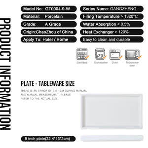 Plato <span class=keywords><strong>Rectangular</strong></span> de Cerámica para Servir Postres, 9 Pulgadas, Venta al por Mayor, Platos Rectangulares Pequeños de Porcelana Blanca Mate para Cena - Product Image 6