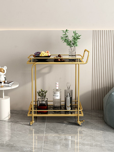 Hotel Top Grade Portable <strong>Food</strong> <strong>Cart</strong> Commercial Gold Wine Rack Iron Cake Delivery Car Multi Purpose Trolley - Product Image 2