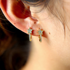 Pendientes de Gancho con Diseño de Estrella, Estilo Europeo, con Circonitas, para Mujer, Joyería de Moda, Regalo de Navidad - Product Image 3