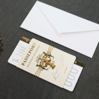 Cartes d'invitation de mariage personnalisées de style passeport avec détails d'impression et enveloppe pour la papeterie de célébration de mariage de luxe