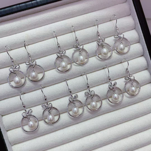 Pendientes de Perlas Naturales de Agua Dulce, Ganchos Circulares de Plata 925, Joyería Sencilla para Mujer, Accesorios al por Mayor - Product Image 5