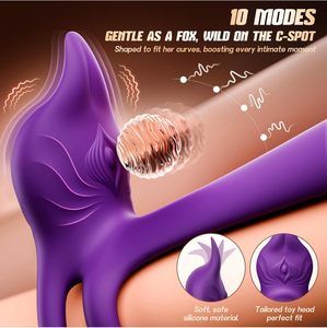 Vibrierender Penisring Paar-Sexspielzeug Doppel-Penisring-Vibrator mit Fuchs-förmigem Klitoris-Stimulator G-Punkt-Vibrator für Männer und Frauen - Product Image 3