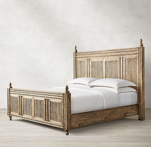 Meubles de salon sculptés de style vintage américain, meubles de chambre à coucher, lit queen-size, lit double, lit en bois, meubles sur mesure - Product Image 6