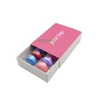 Boîte cadeau en papier avec tiroir coulissant pour 10 macarons ou biscuits, personnalisable avec logo OEM, avec inserts